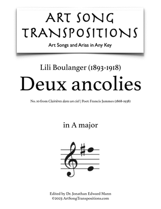 Book cover for BOULANGER: Deux ancolies (transposed to A major)