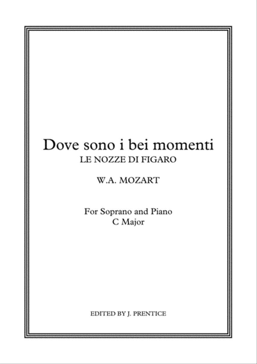 Dove sono i bei momenti - Le nozze di Figaro (C Major) Soprano Voice scores gallery preview page 1