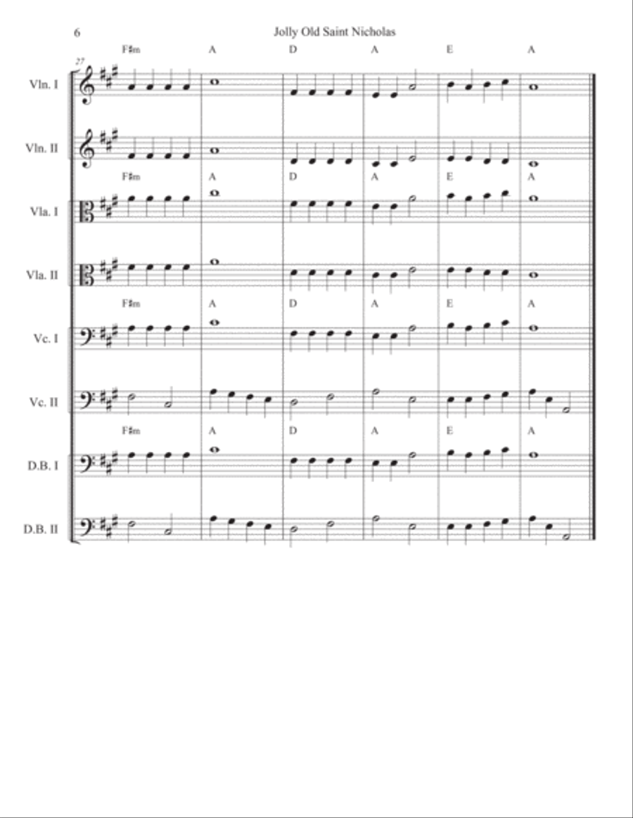Jolly Old Saint Nicholas for Strings String Orchestra scores gallery preview page 6