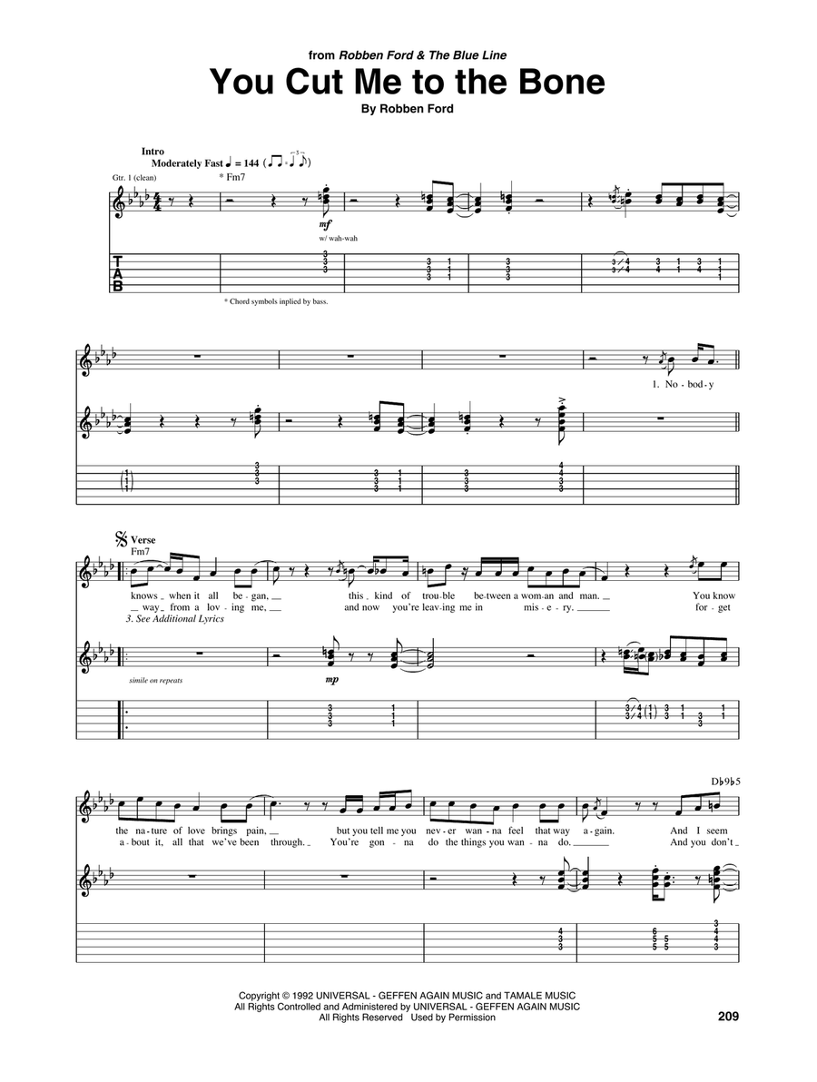 You Cut Me To The Bone Acoustic Guitar scores gallery preview page 1