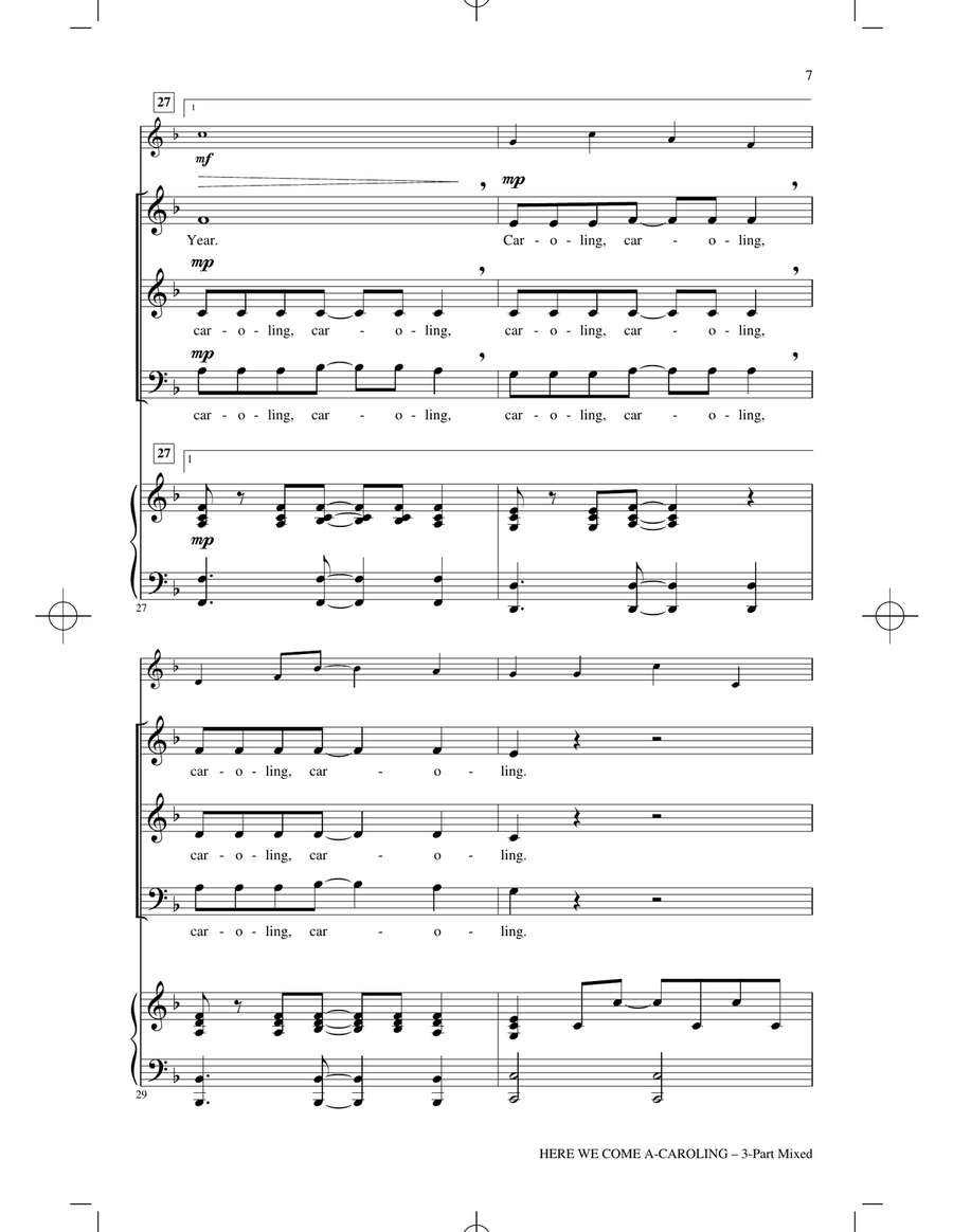 Here We Come A-Caroling 3-Part scores gallery preview page 5