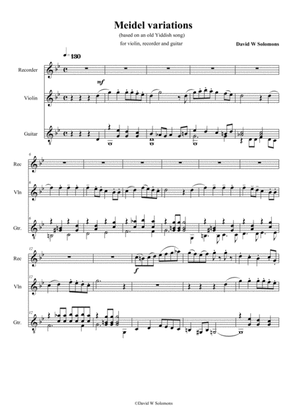 Variations on Ikh bin e meidel in de Joren (Trio for Alto Recorder, Violin & Guitar)