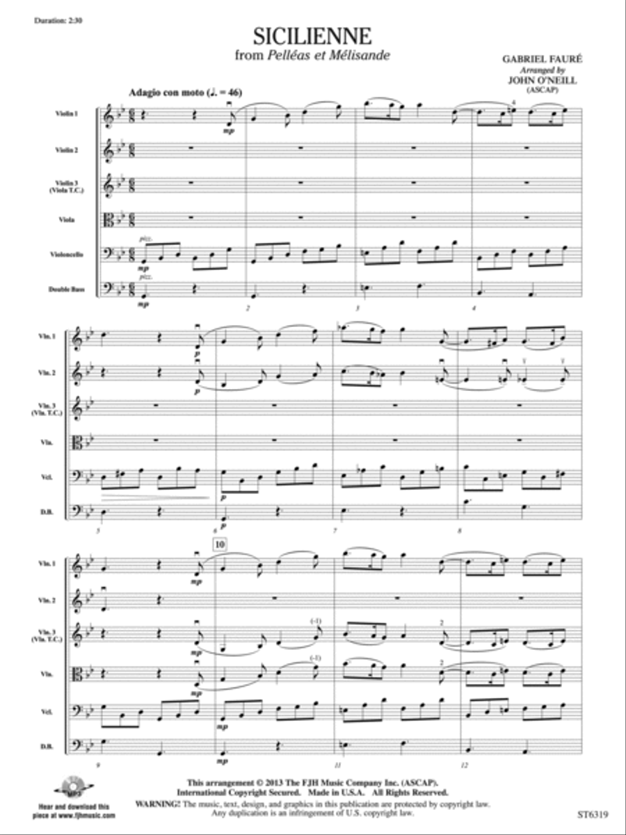 Sicilienne: Score String Orchestra scores gallery preview page 3