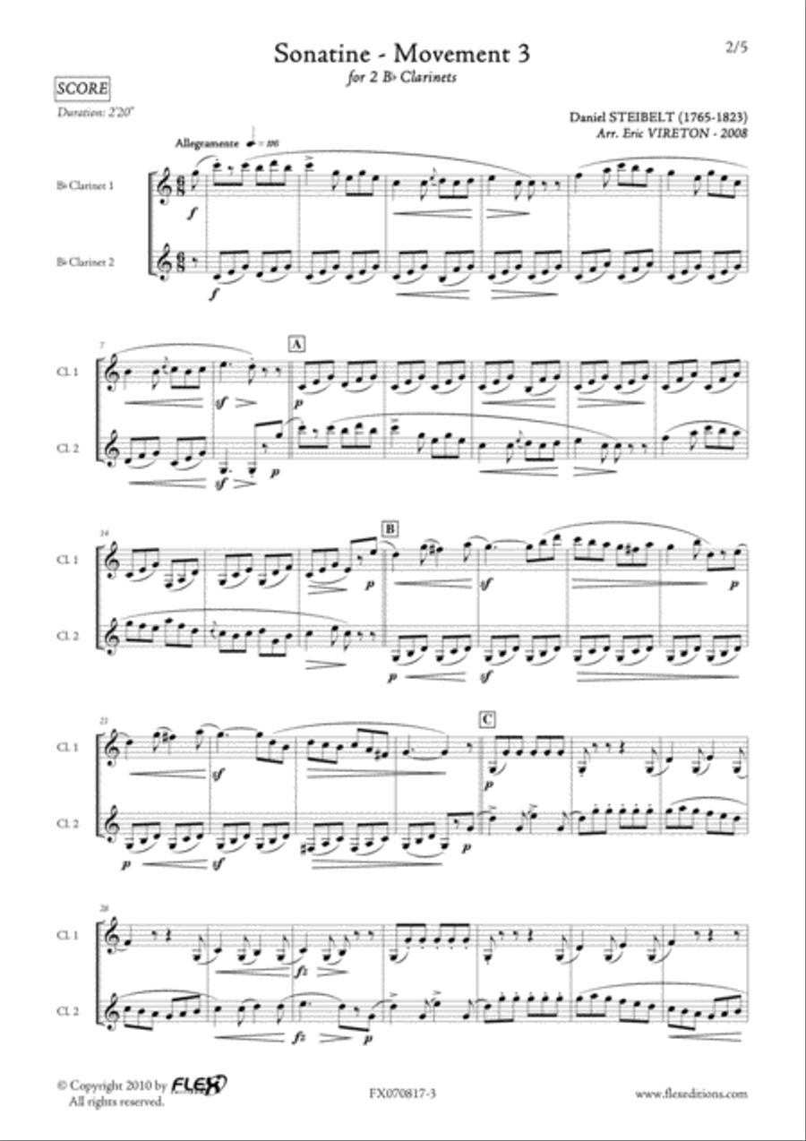 Sonatine - Movement 3 Sonatine - Movement 3 Clarinet Duet scores gallery preview page 2