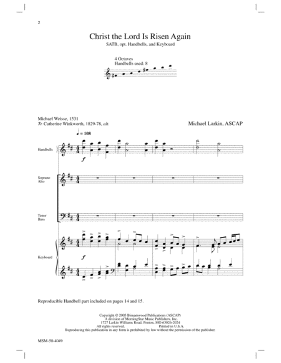Christ the Lord Is Risen Again 4-Part scores gallery preview page 2