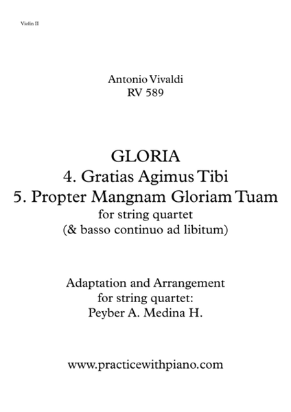 Vivaldi - RV 589, GLORIA - 4. Gratias Agimus Tibi, 5. Propter Mangnam Gloriam Tuam, for string quart image number null