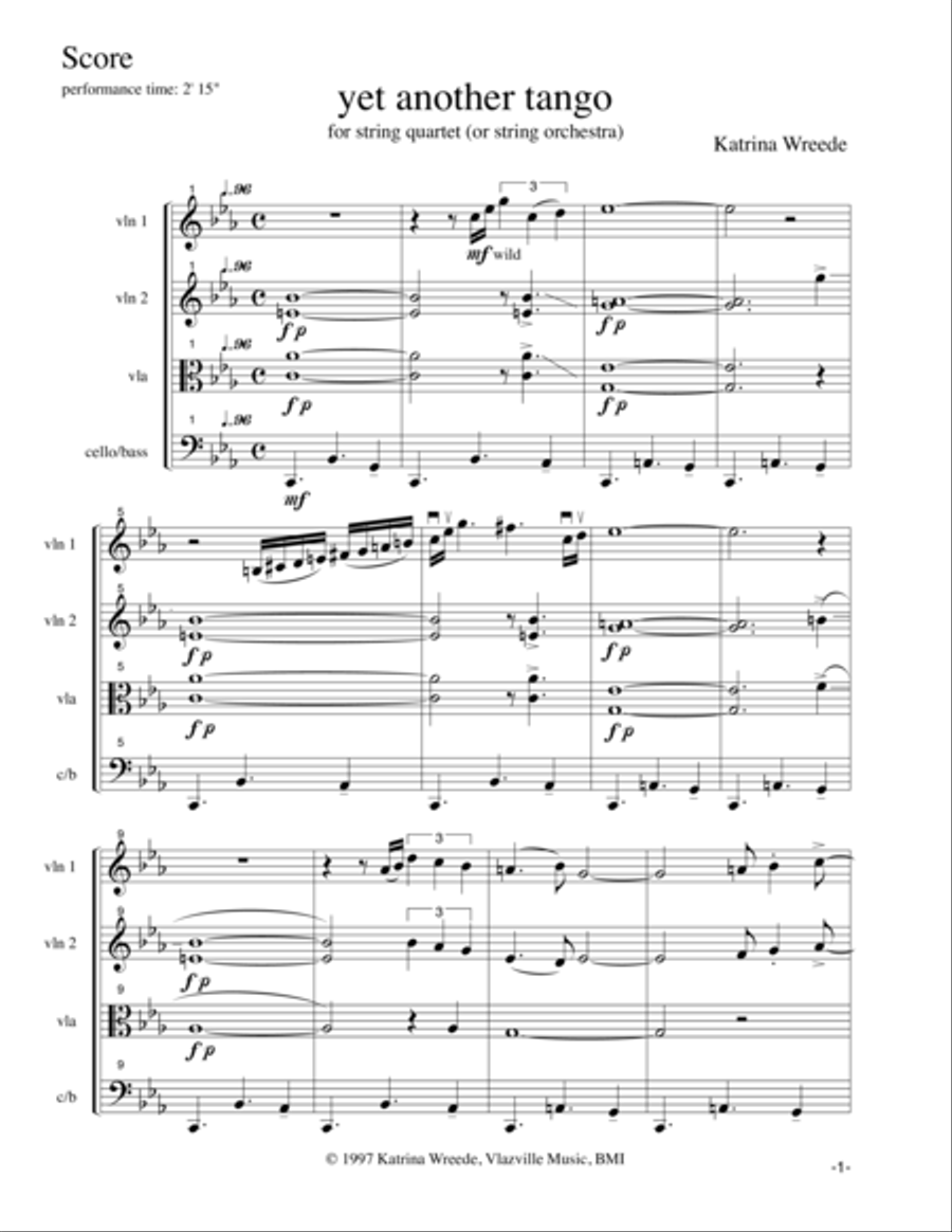 Yet Another Tango Yet Another Tango String Quartet scores gallery preview page 1