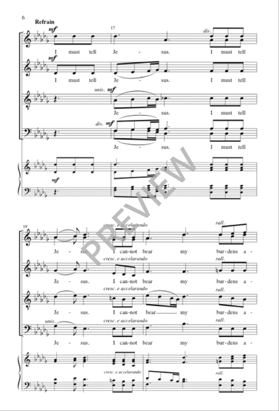 I Must Tell Jesus SSAATTBB scores gallery preview page 6