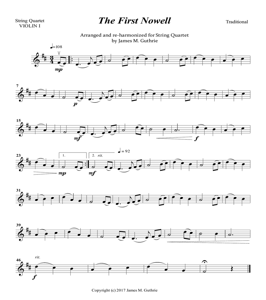 The First Noel for String Quartet image number null