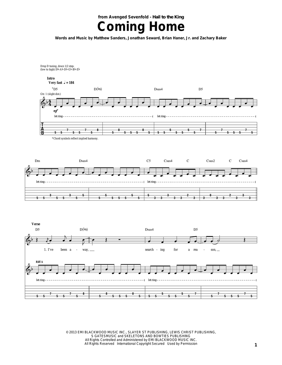 Coming Home Acoustic Guitar scores gallery preview page 1