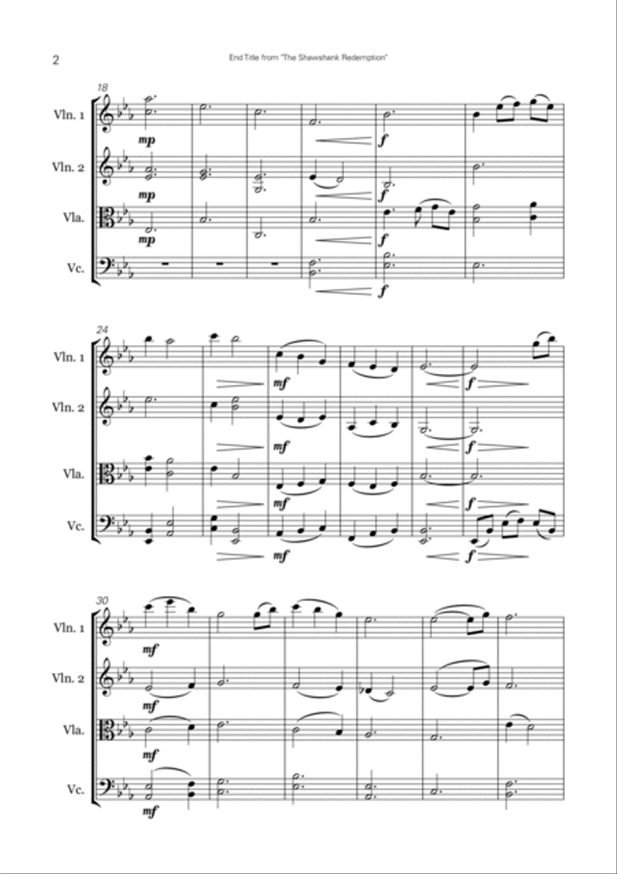 The Shawshank Redemption - End Title String Quartet scores gallery preview page 3