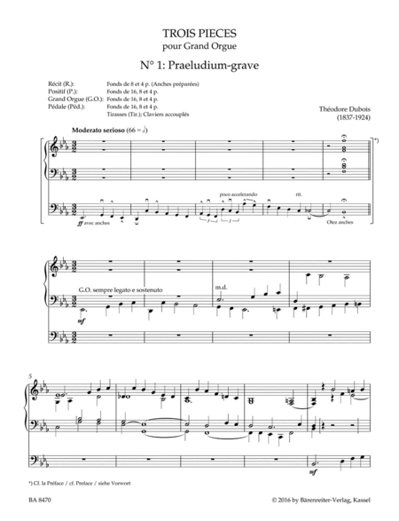 Organist at the Church La Madeleine: Trois Pièces pour Grand Orgue (1890) / Messe de Mariage. Cinq Pièces pour Orgue (1891)
