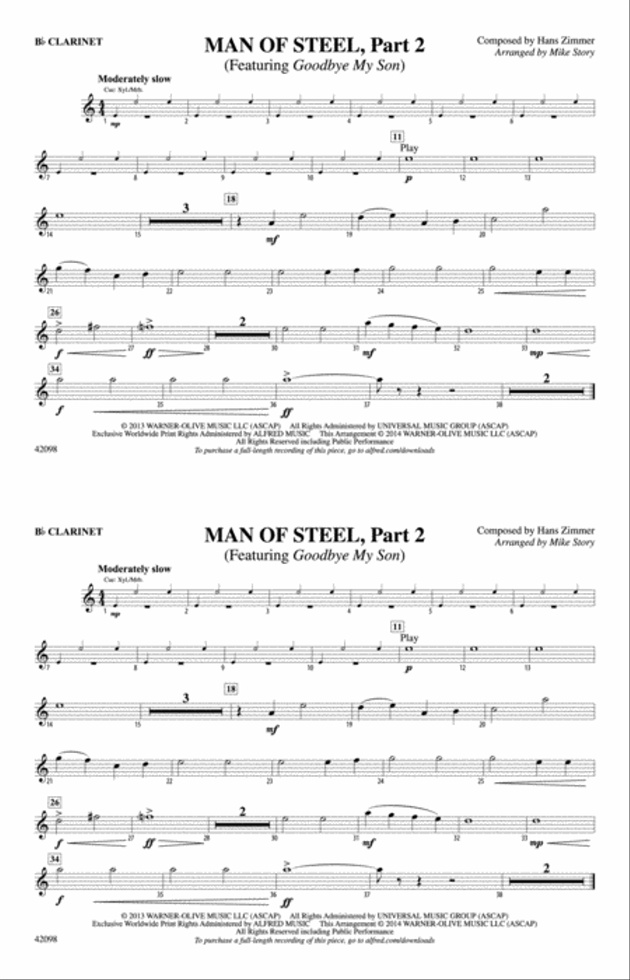 Man of Steel, Part 2: 1st B-flat Clarinet Marching Band scores gallery preview page 1
