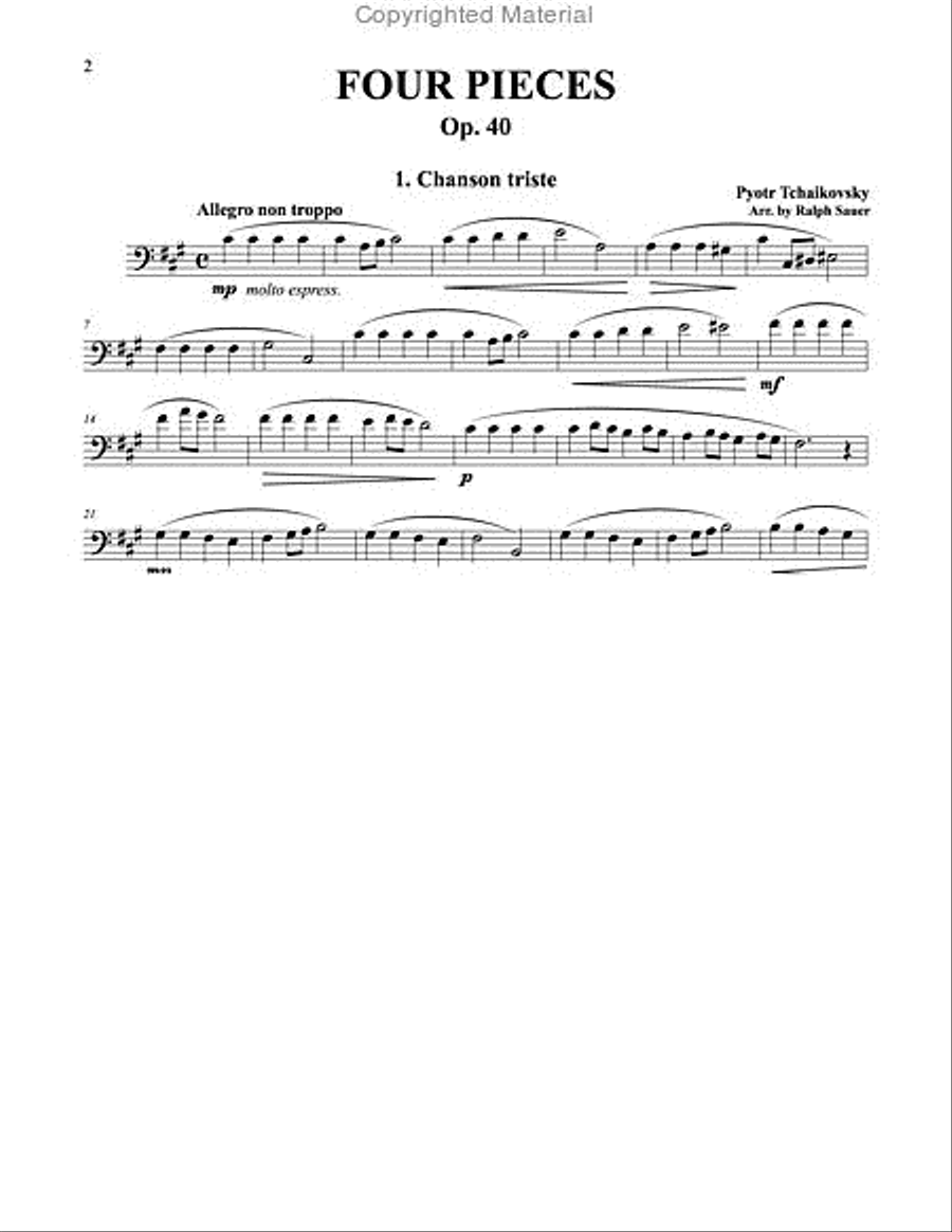 Four Pieces Op. 40 for Euphonium and Piano Euphonium scores gallery preview page 2