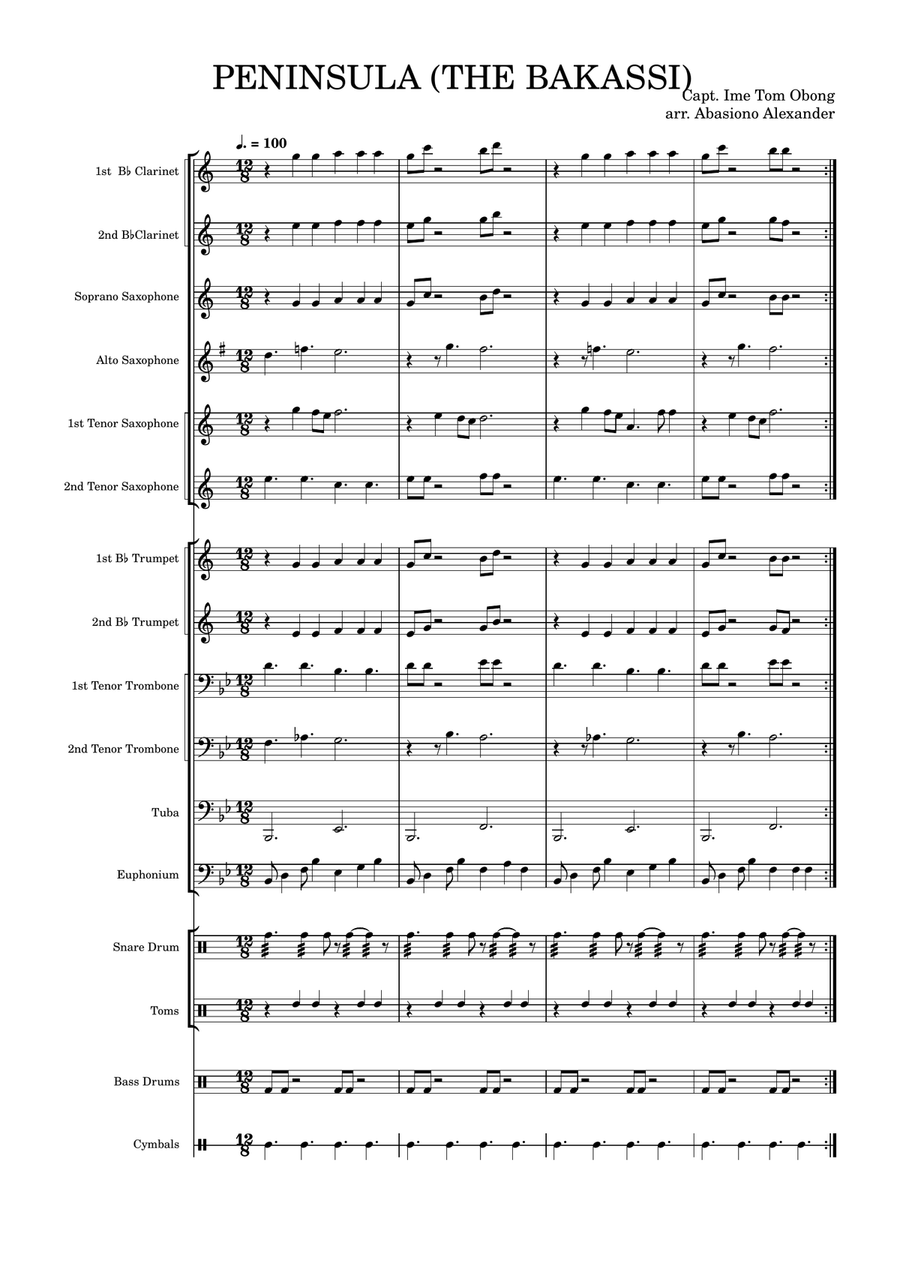Peninsula Bakassi Marching Band scores gallery preview page 1