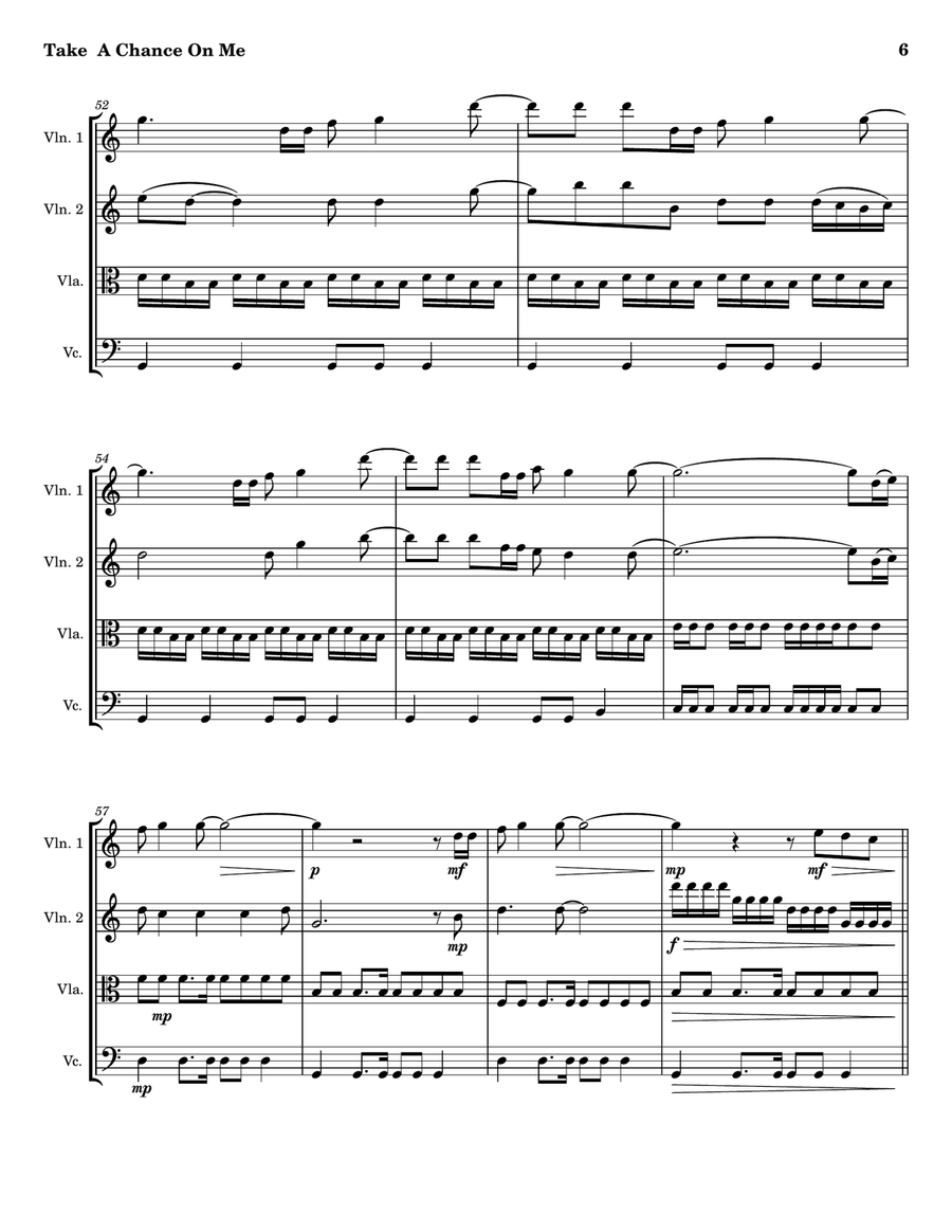 Take A Chance On Me String Quartet scores gallery preview page 6