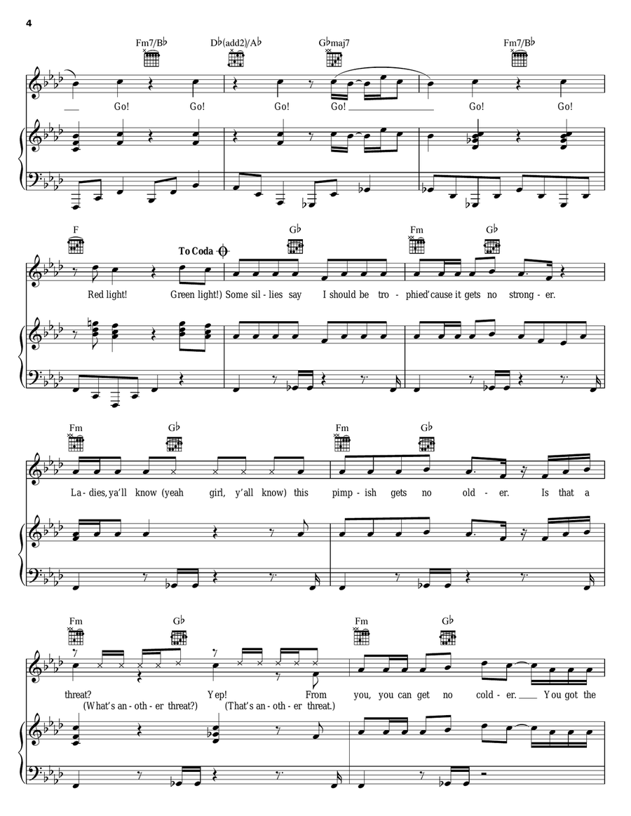 Green Light Piano, Vocal, Guitar scores gallery preview page 4