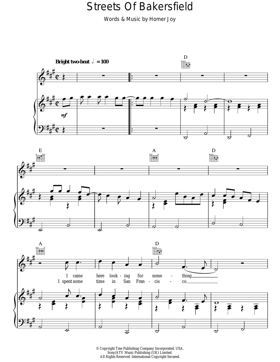 Streets Of Bakersfield Guitar scores gallery preview page 1
