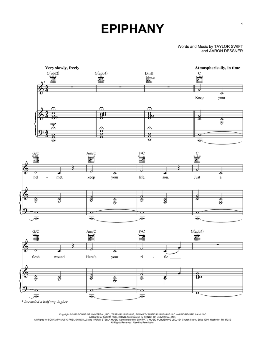 epiphany Piano, Vocal, Guitar scores gallery preview page 1