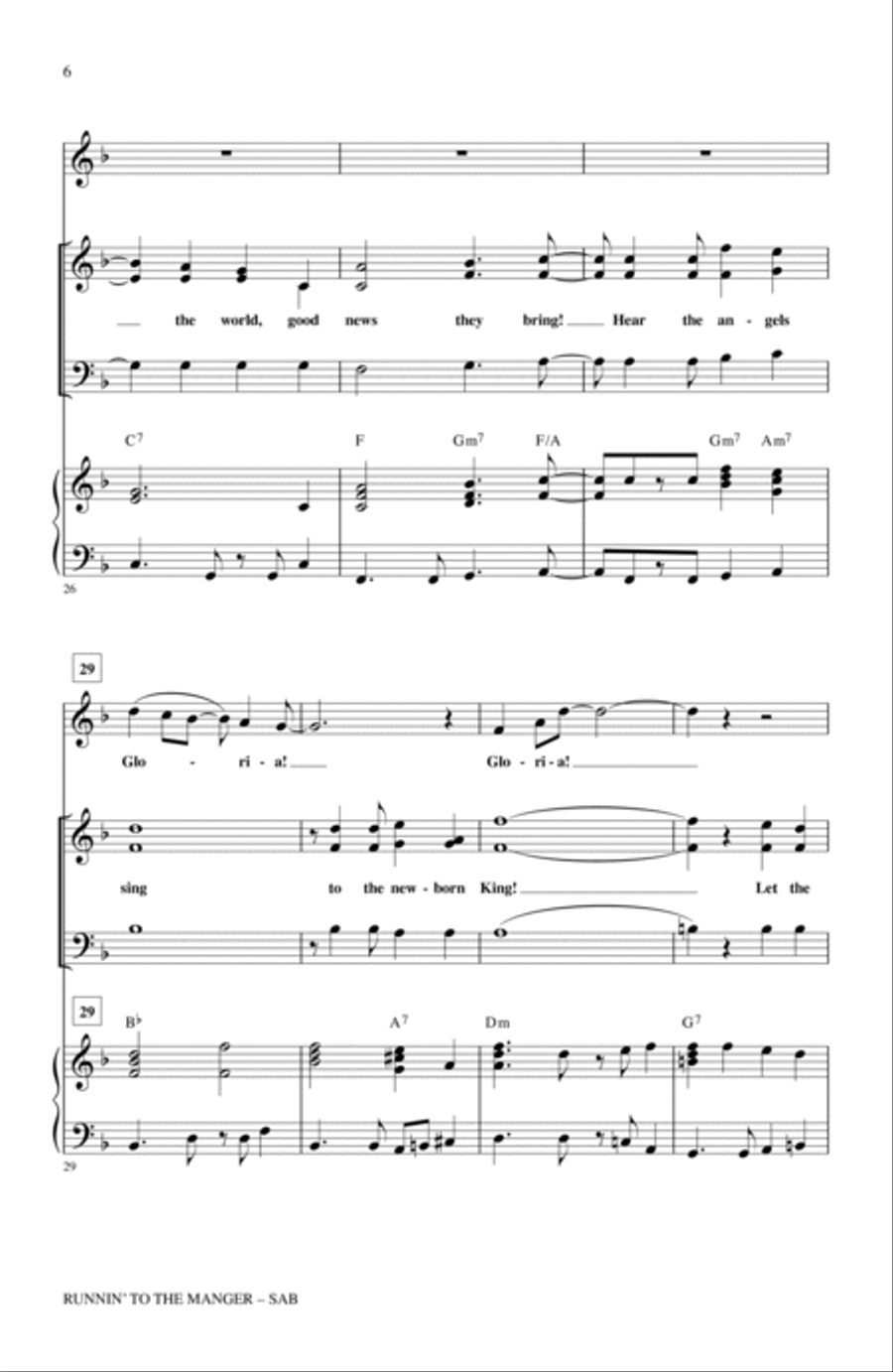 Runnin' To The Manger (Hear The Angels Sing) 3-Part scores gallery preview page 4