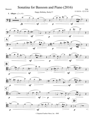 Sonatina for Bassoon and Piano (2016) Bassoon part