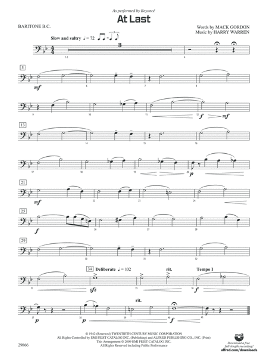 At Last: Baritone B.C. At Last: Baritone B.C. Concert Band scores gallery preview page 1