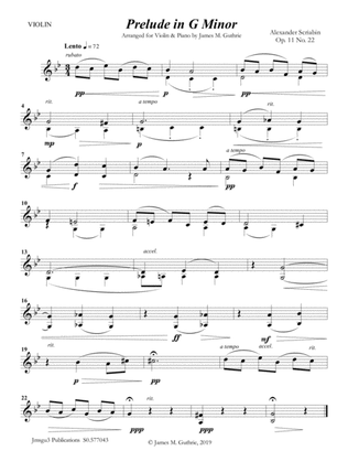 Scriabin: Prelude in G Minor for Violin & Piano