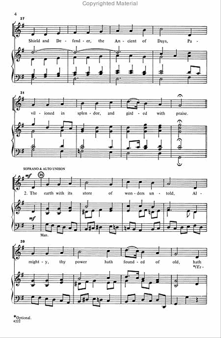 O Worship the King 4-Part scores gallery preview page 4