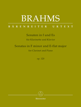 Book cover for Sonatas in F minor and E-flat major for Clarinet and Piano, op. 120