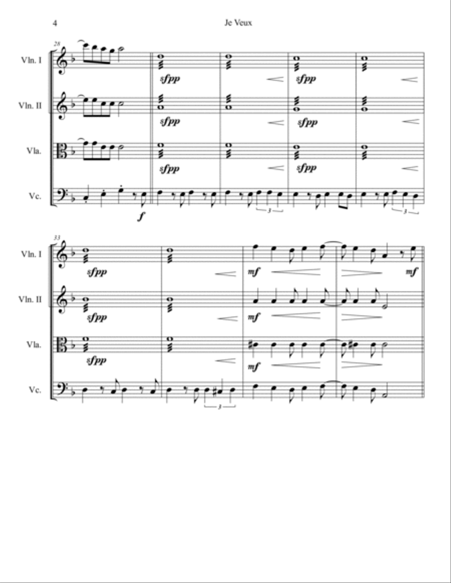 Je Veux String Quartet scores gallery preview page 4