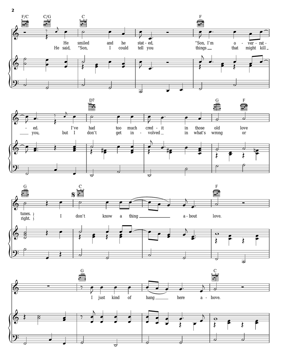 I Don't Know A Thing About Love (The Moon Song) Piano, Vocal, Guitar scores gallery preview page 2