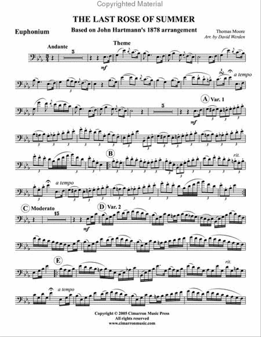 The Last Rose of Summer Euphonium scores gallery preview page 2