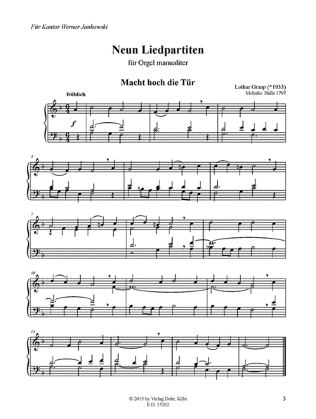 Neun Liedpartiten für Orgel manualiter