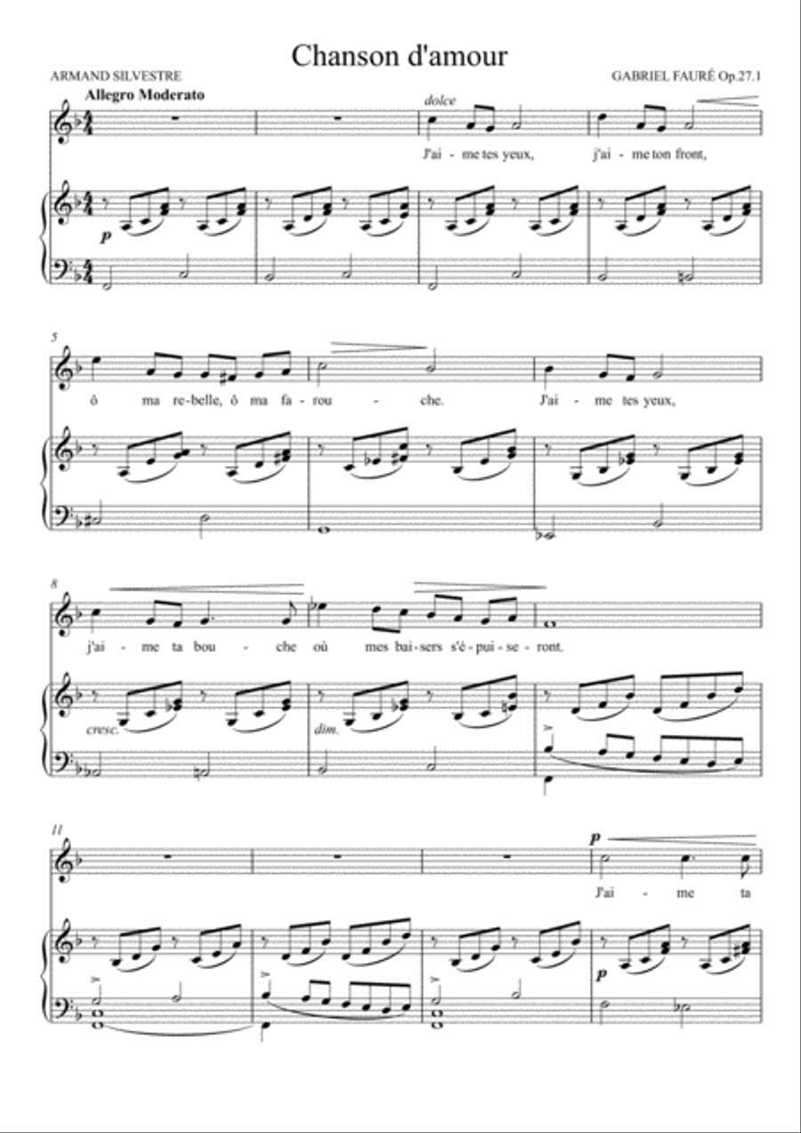 Chanson d'amour (F Major) Voice scores gallery preview page 2