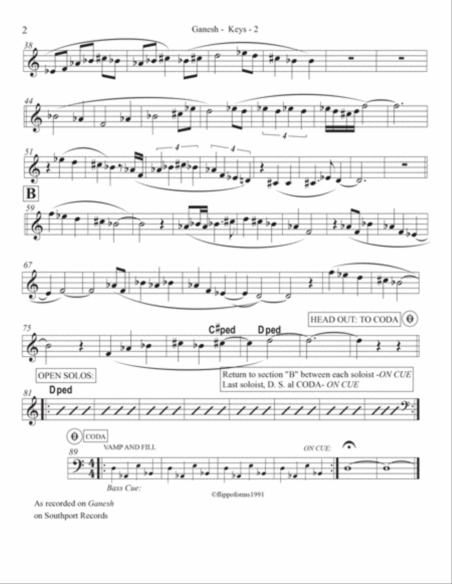 GANESH - The Globaljazz Series - Indian - Jazz Fusion -Includes key part in C, Bb Instrument and Ba Jazz Ensemble scores gallery preview page 3