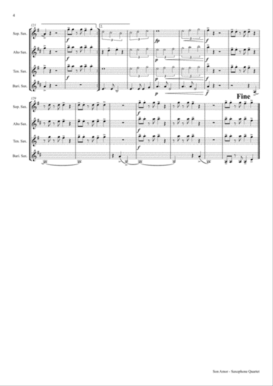 Son amor! - Samba - Saxophone Quartet Saxophone Quartet scores gallery preview page 5