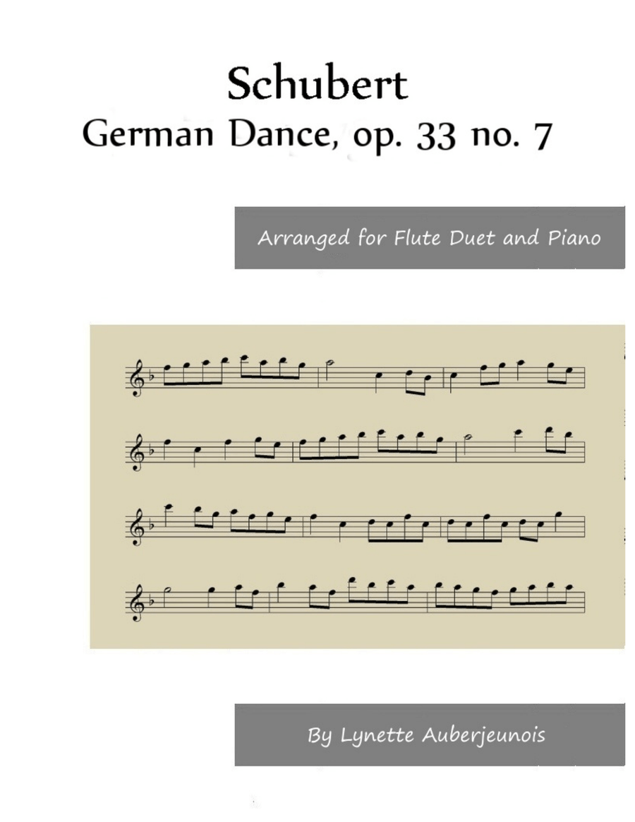 German Dance, op. 33 no. 7 - Flute Duet and Piano Flute Duet scores gallery preview page 1