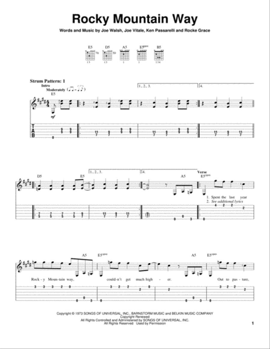 Rocky Mountain Way Acoustic Guitar scores gallery preview page 1