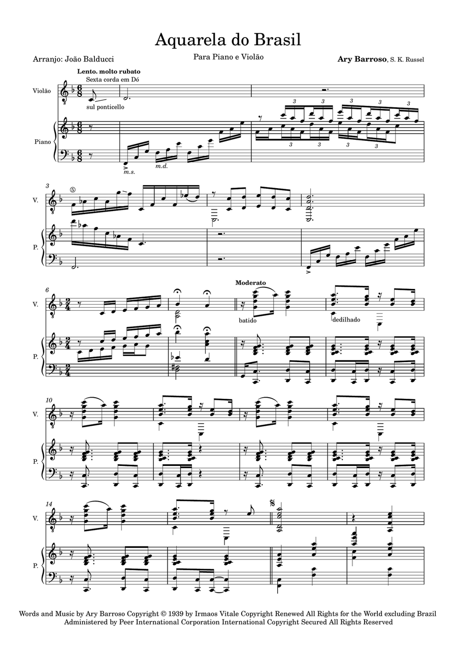 Aquarela Brasileira (aquarela Do Brasil) (brasil) Chamber Music scores gallery preview page 1