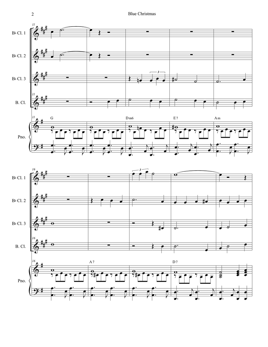 Blue Christmas Woodwind Ensemble scores gallery preview page 2