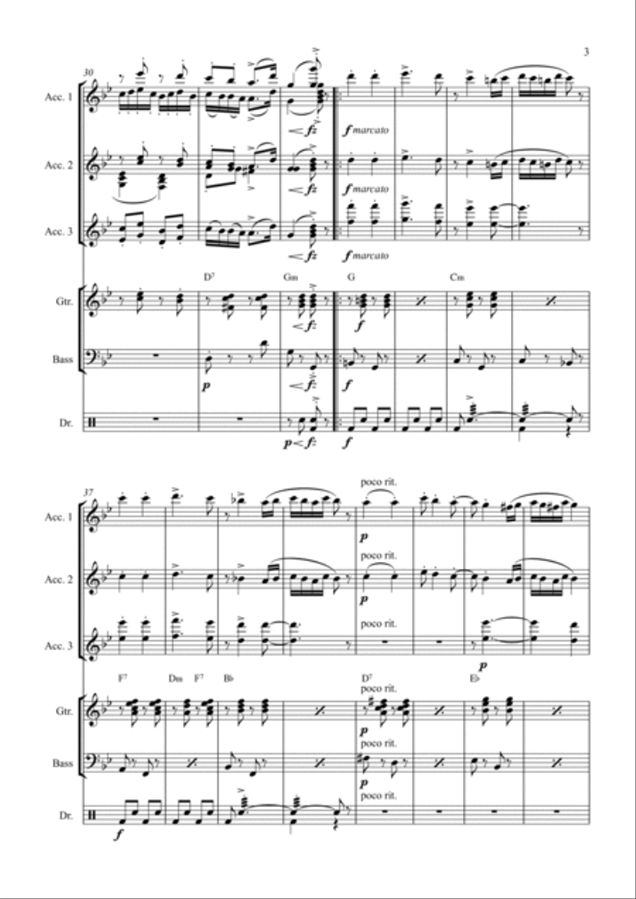Brahms: Hungarian Dance No. 5 (Accordian Orchestra) Bass Voice scores gallery preview page 3