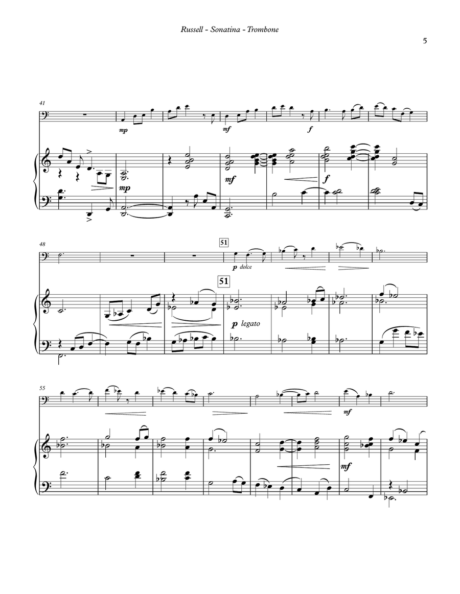 Sonatina for Trombone and Piano Piano scores gallery preview page 5