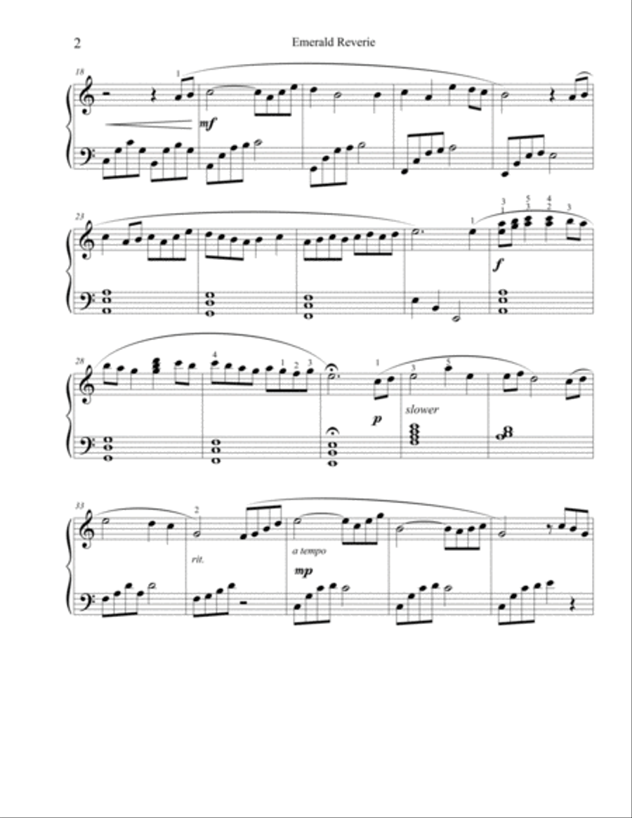 Emerald Reverie Piano Solo scores gallery preview page 2