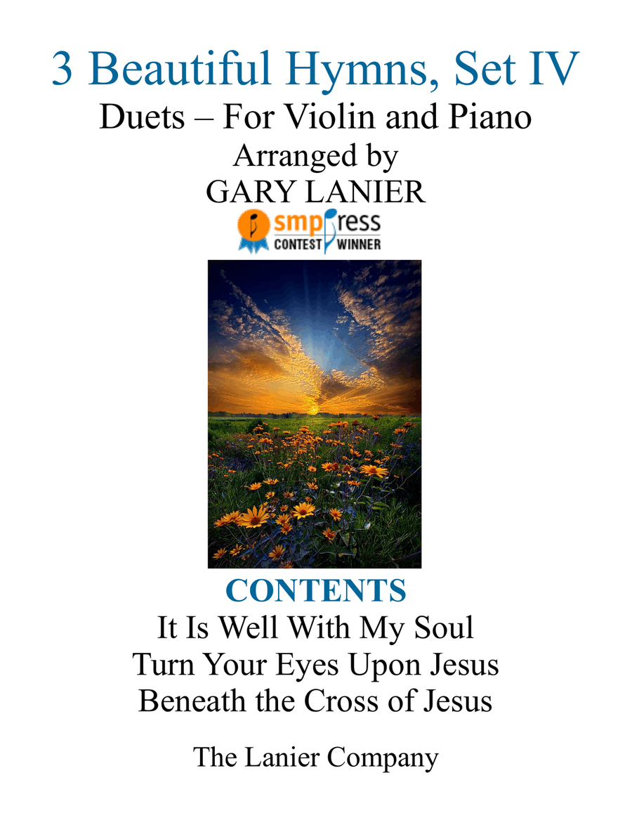 Gary Lanier: 3 BEAUTIFUL HYMNS, Set IV (Duets for Violin & Piano) Violin Solo scores gallery preview page 1