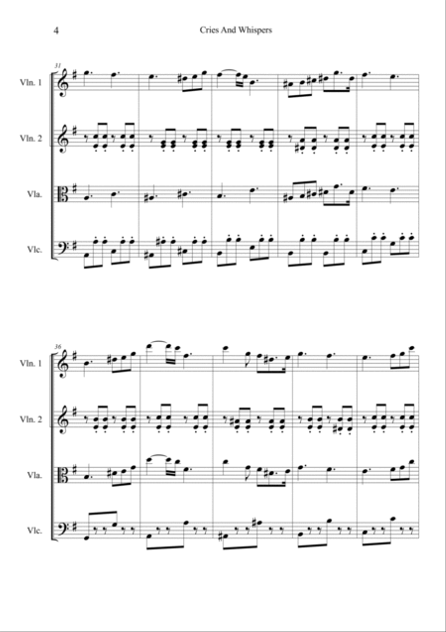Cries and Whispers String Quartet scores gallery preview page 4