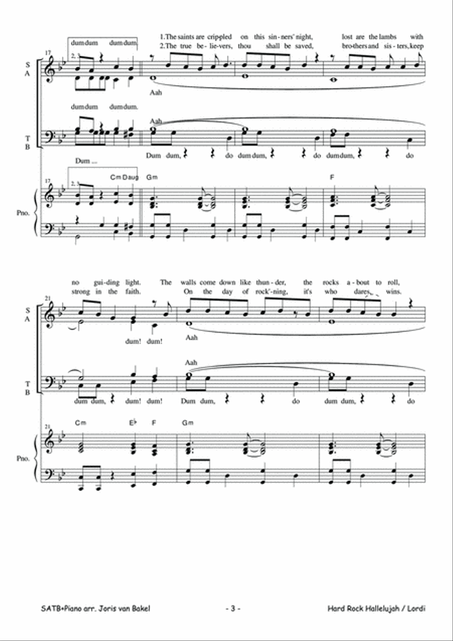 Hard Rock Hallelujah 4-Part scores gallery preview page 3