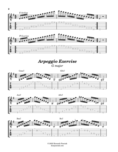 Scales, Modes & Arpeggios for Guitar (G major/E minor)