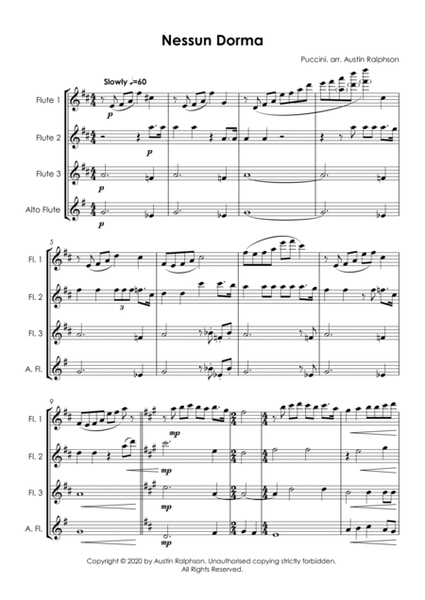 Nessun Dorma - flute quartet image number null