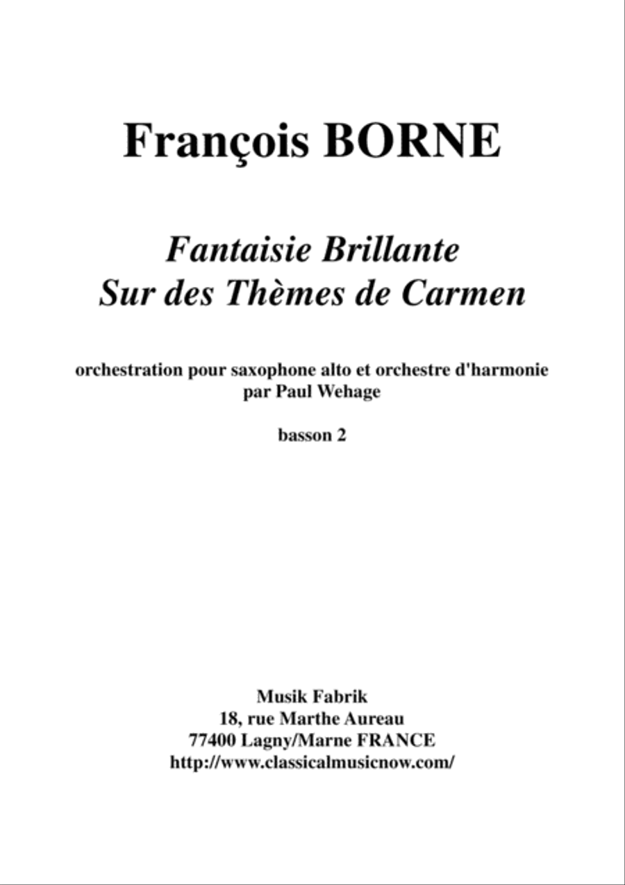 Fantaisie Brillante sur des Thèmes de Carmen for alto saxophone and concert band, bassoon 2 partt Concert Band scores gallery preview page 1
