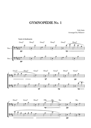 Gymnopédie no 1 | Trombone Duet | Original Key | Chords | Easy intermediate